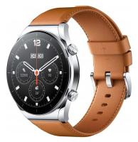 Смарт-часы Xiaomi Mi Watch S1 (1,43"), серебристый стальной корпус, коричневый кожаный ремешок