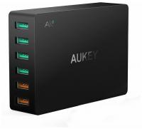Сетевое зарядное устройство Aukey 4xUSB*2400mAh +2xUSB*3000mAh (Black/Черный)