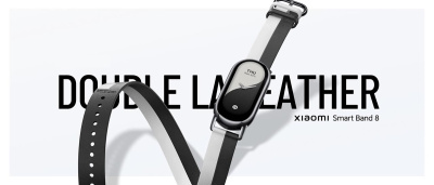 Фитнес-браслет Xiaomi Mi Band 8, двойной кожаный ремешок (Black,White/Черно-белый)