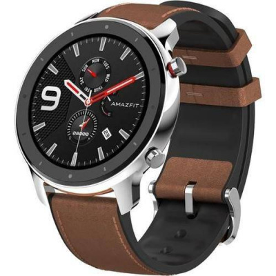 Смарт-часы Xiaomi Amazfit GTR 42mm Allum. +Leather strap (Silver/Brown)