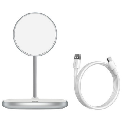 Беспроводное зарядное устройство Qi Baseus Swan Magnetic Desktop Bracket Wireless Charger (White/Белый)