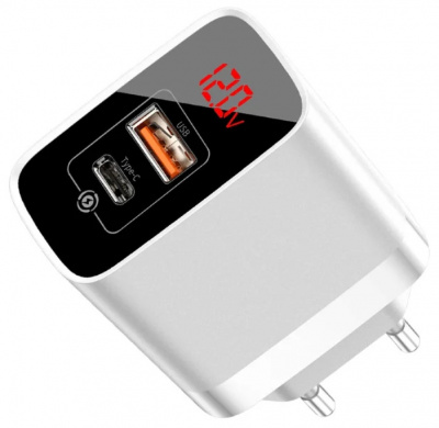 Сетевое зарядное устройство Baseus 1xUSB&1xUSB-C*3000mAh (White/Белый)