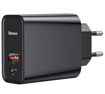 Сетевое зарядное устройство Baseus 1xUSB&1xUSB-C*5000mAh 30W (Black/Черный)