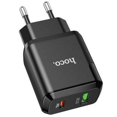 Сетевое зарядное устройство Hoco N5 USB+USB-C*3000mAh (Black/Черный)