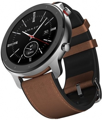 Смарт-часы Xiaomi Amazfit GTR 47mm Steel +Leather strap (Silver/Brown)