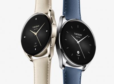 Смарт-часы Xiaomi Watch S2 (46 мм), серебристый стальной корпус, синий кожаный ремешок